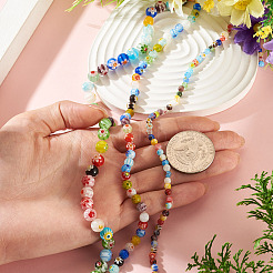 3 brin 3 styles de brins de perles rondes en verre millefiori faites à la main&nbsp;LAMP-TA0002-68
