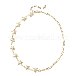 Женские цепочки из нержавеющей стали 304 в виде морской звезды и латунной цепочки в виде скрепки.&nbsp;NJEW-JN05927
