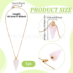 Collier avec pendentif flacon de parfum en quartz rose naturel facetté en forme de cône et chaîne en acier inoxydable 304&nbsp;NJEW-WH0002-266E