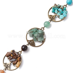 Chakra améthyste naturelle et lapis-lazuli et aventurine rouge et aventurine verte et œil de tigre et jaspe rouge et turquoise synthétique décorations à suspendre pour la maison&nbsp;HJEW-JM02339