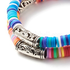 Set di bracciali elastici fatti a mano in argilla polimerica con perline heishi&nbsp;BJEW-JB07427