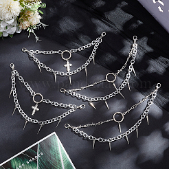 4 Stück 2 Stile Legierung Spiked Kegel Kreuz Quaste Boot Strap Ketten&nbsp;HJEW-DR00290