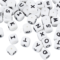 52 Stück 26 Arten Würfel Buchstaben Silikonperlen&nbsp;SIL-PA0001-26