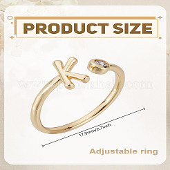 1 bague ouverte en laiton micro pavée avec zircone cubique transparente pour femme&nbsp;RJEW-LP0002-37K