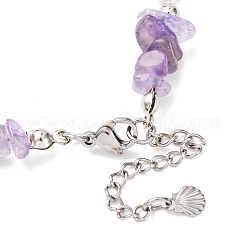 Set di bracciali e collane con perline di ametista naturale&nbsp;SJEW-JS01357-01