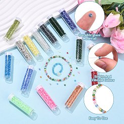 Kit fai da te per realizzare braccialetti con perline di vetro rotonde da 120 g e 15 colori&nbsp;SEED-YW0003-14