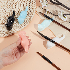 5 шт. 5-цветная керамическая подставка для кистей для каллиграфии в форме кошки&nbsp;AJEW-PH0006-22