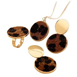 Комплект из плоского круглого сплава с леопардовым принтом FS-WG76AFD-01