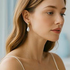 6 пара двухцветных сережек-гвоздиков с имитацией жемчуга из смолы&nbsp;EJEW-GO0003-19