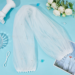 Полиэстеровая шаль на одно плечо для невесты&nbsp;AJEW-WH0752-127A