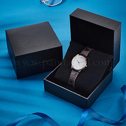 Черные бумажные коробки для часов с откидной крышкой и подушечкой внутри&nbsp;CON-WH0816-018A