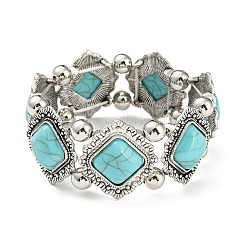 Эластичный браслет из сплава ромбов в богемном стиле&nbsp;BJEW-H327-05AS