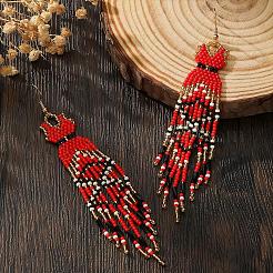 Серьги-подвески в виде длинного платья с кисточками&nbsp;MO3708-1