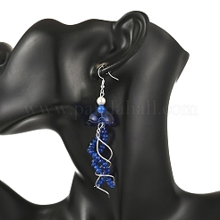 Boucles d'oreilles pendantes en jade naturel teint de Malaisie&nbsp;EJEW-JE07484-02