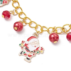 Bracelets à breloques en alliage émaillé de Noël&nbsp;BJEW-JB12076-02