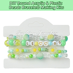 Наборы для изготовления браслетов из круглых акриловых и пластиковых бусин своими руками&nbsp;DIY-FS0006-49