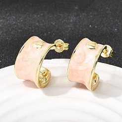 С-образные серьги-гвоздики из латуни с эмалью&nbsp;EJEW-P333-07G