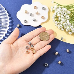 10 шт. 2 цвета латунные микро-паве кубические циркониевые европейские бусины&nbsp;KK-YW0004-30