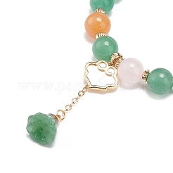 Натуральный красный и зеленый авантюрин и розовый кварц круглые эластичные браслеты из бисера&nbsp;BJEW-JB09012