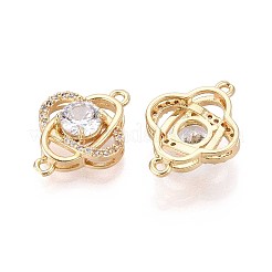 Подвески-цветочки с латунным паве из кубического циркония&nbsp;KK-T078-24G