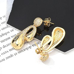 Pendientes de tuerca de circonita cúbica transparente con micro pavé de latón chapado en rack para mujer&nbsp;EJEW-C125-21D-G