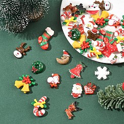 90 комплект из 18-х стилей кабошонов из непрозрачной смолы с рождественской тематикой&nbsp;CRES-YW0002-69