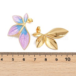 Pendientes de hoja de acero inoxidable 304&nbsp;EJEW-V014-01G-02