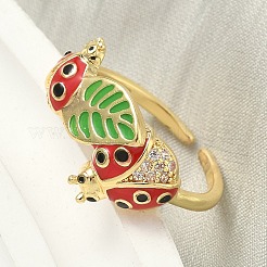 Манжеты из латуни с микро паве кубический цирконий для женщин&nbsp;RJEW-F196-01G