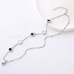 Minimalistisches schwarz-weißes Edelstahl-Lagenarmband für Damen&nbsp;BN6339