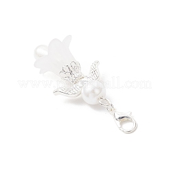 Подвесные украшения из стеклянного жемчуга и прозрачного акрила в виде ангела с крыльями&nbsp;HJEW-JM03898-03