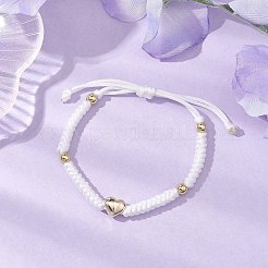 Bracelets réglables en laiton et perles tressées en nylon pour femmes et hommes&nbsp;BJEW-JB10696