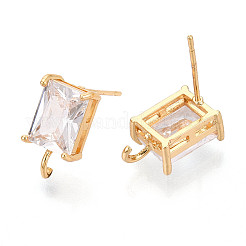 Фурнитура для серег из латуни с кубическим цирконием&nbsp;LS-KK-Q789-14G