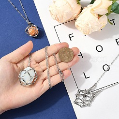 3 шт. 3 стиля ожерелья с подвесками в виде мешочка из нержавеющей стали 304 в стиле макраме&nbsp;NJEW-YW00006