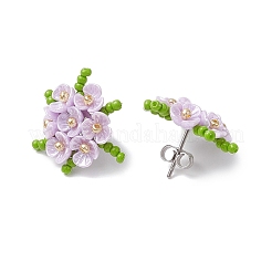 Orecchini a bottone a forma di fiore in acciaio inossidabile 304&nbsp;EJEW-MZ00457-02