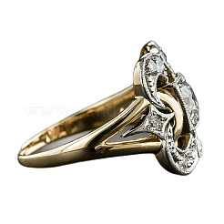 Квадратные латунные кольца с микропаве из прозрачных кубических цирконий&nbsp;FS-WG35D08-03