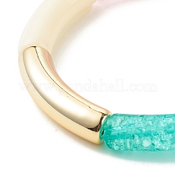 Braccialetto elastico con perline in tubo curvo acrilico&nbsp;BJEW-JB07951