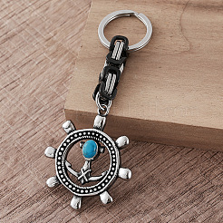 Llaveros vintage para hombre de acero inoxidable 304 y resina sintética color turquesa.&nbsp;JC3648