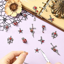 16 pz 8 stili di pendenti in lega e resina con strass&nbsp;FIND-CJ0005-96