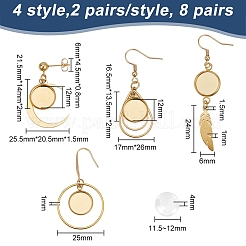 8 paire de crochets de boucles d'oreilles en acier inoxydable 304 de 4 styles&nbsp;EJEW-AB00037