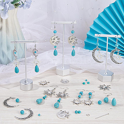 DIY-Sets zur Herstellung synthetischer türkisfarbener Perlen mit Anhängern aus Legierung&nbsp;DIY-SC0027-07