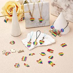 42 Stück Regenbogenflagge Charm Anhänger Emaille Flagge Herz Liebe Ballon Charm Legierung Emaille Anhänger für Schmuck Halskette Ohrring Herstellung Handwerk&nbsp;JX596A