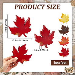 4 pieza de decoración decorativa de hoja de arce de madera MDF&nbsp;WOOD-WH0316-037