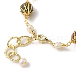 Braccialetti a maglie rotonde con perle naturali e pietre miste&nbsp;BJEW-C051-33G