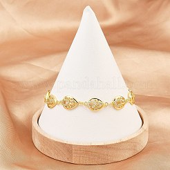 Браслеты-цепочки из латуни с микропаве из прозрачных кубических цирконий в форме капли для женщин&nbsp;BJEW-A090-02G