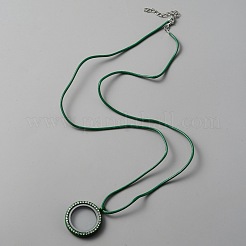 Пустой живой плавающий кристалл памяти горный хрусталь плоский круглый медальон ожерелье&nbsp;NJEW-WH0002-12A