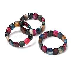 Bracelets extensibles en perles ovales d'agate naturelle rubanée (teinte et chauffée) pour femmes et hommes&nbsp;GG-CBA9ACE-A13