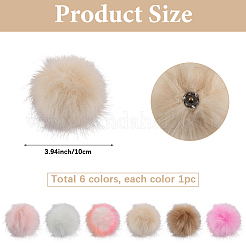 6 Stück 6 Farben weicher Pomponball aus Kunstfuchsfell&nbsp;DIY-SP0004-23A
