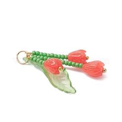 Подвески из стеклянных бусин в виде цветка магнолии&nbsp;PALLOY-MZ01112