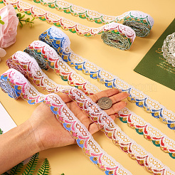 30 ярд двухцветного полиэстерового кружева в этническом стиле с цветочной отделкой&nbsp;OCOR-TA0001-83B