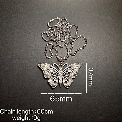 Collana da donna in stile europeo vintage con ciondolo a farfalla in lega e strass&nbsp;YE8712-1
